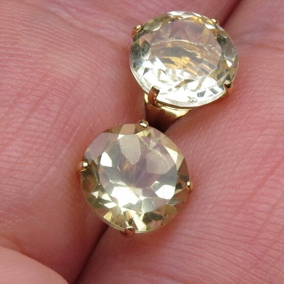 Jewelry - $350 14k Gold 8mm light Citrin Stud earring 3 carat tot